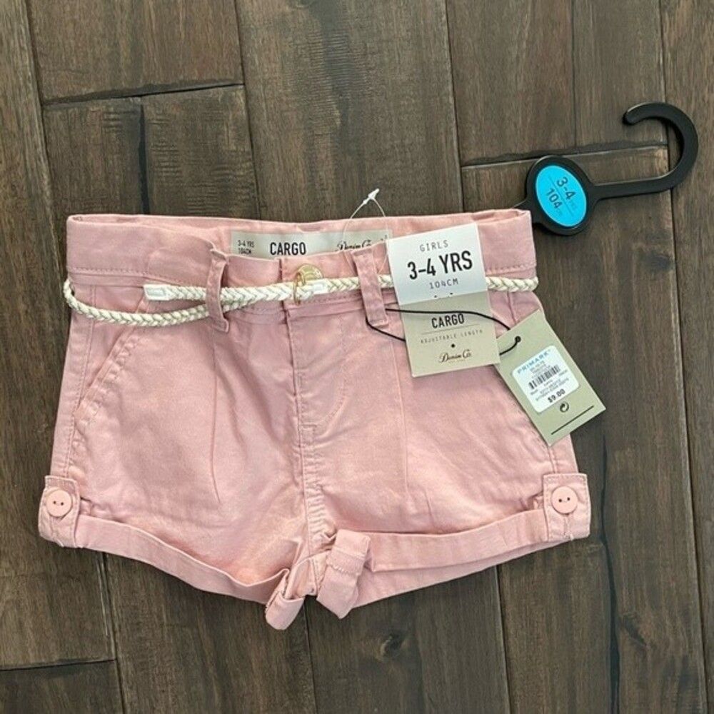 Primark Pink Cargo Shorts with Belt Girls 3-4 Yrs NWT